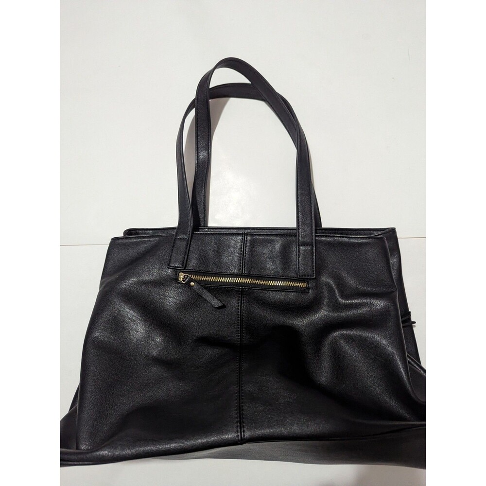 Antik Kraft Black Vegan Leather Purse Bag Large Pocket Detail Zip Tote Handbag